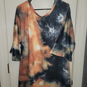 Ladies Tye Dye Blouse with ruffled sleeve